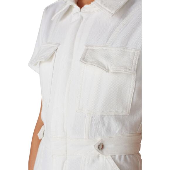 Good American Fit For Success White Denim Short Sleeve Jumpsuit Size Small - Picture 4 of 15